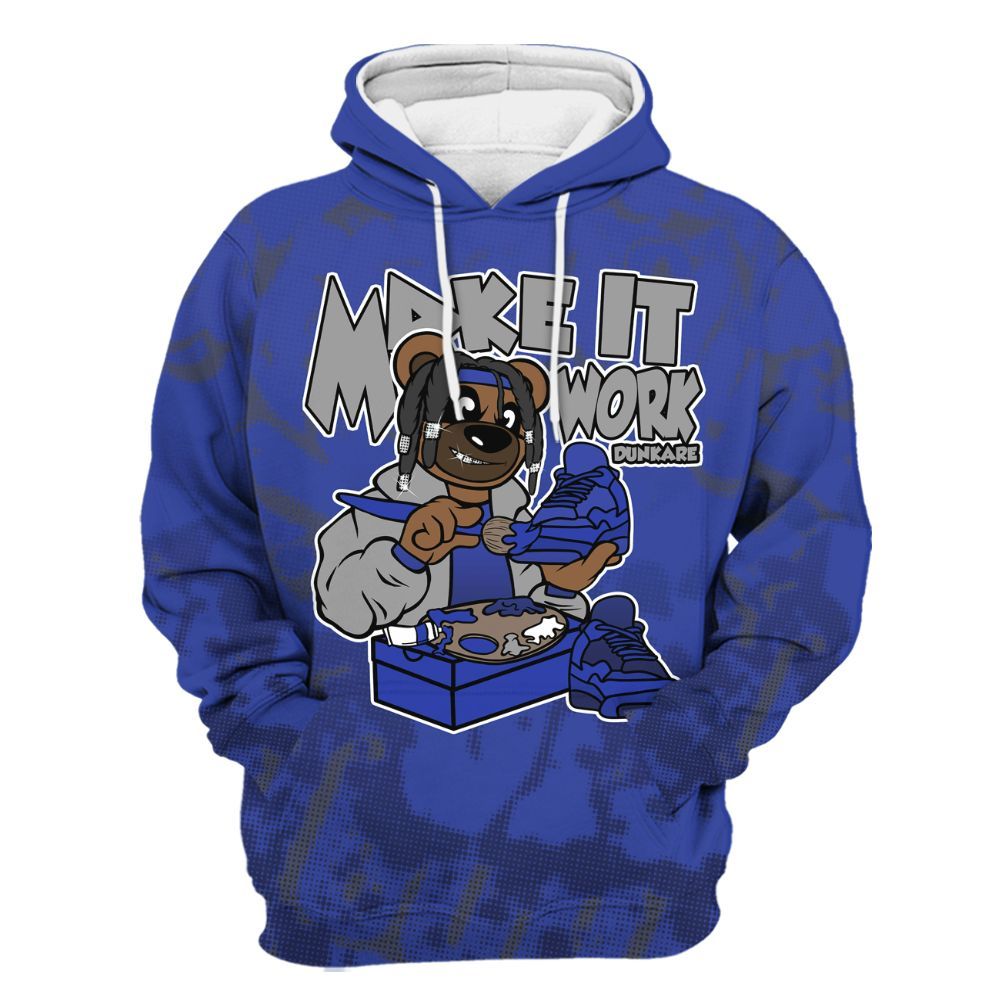 Hoodie To Match Air Max Plus Black Racer Blue - Pull It Off Bear Street All Over Print