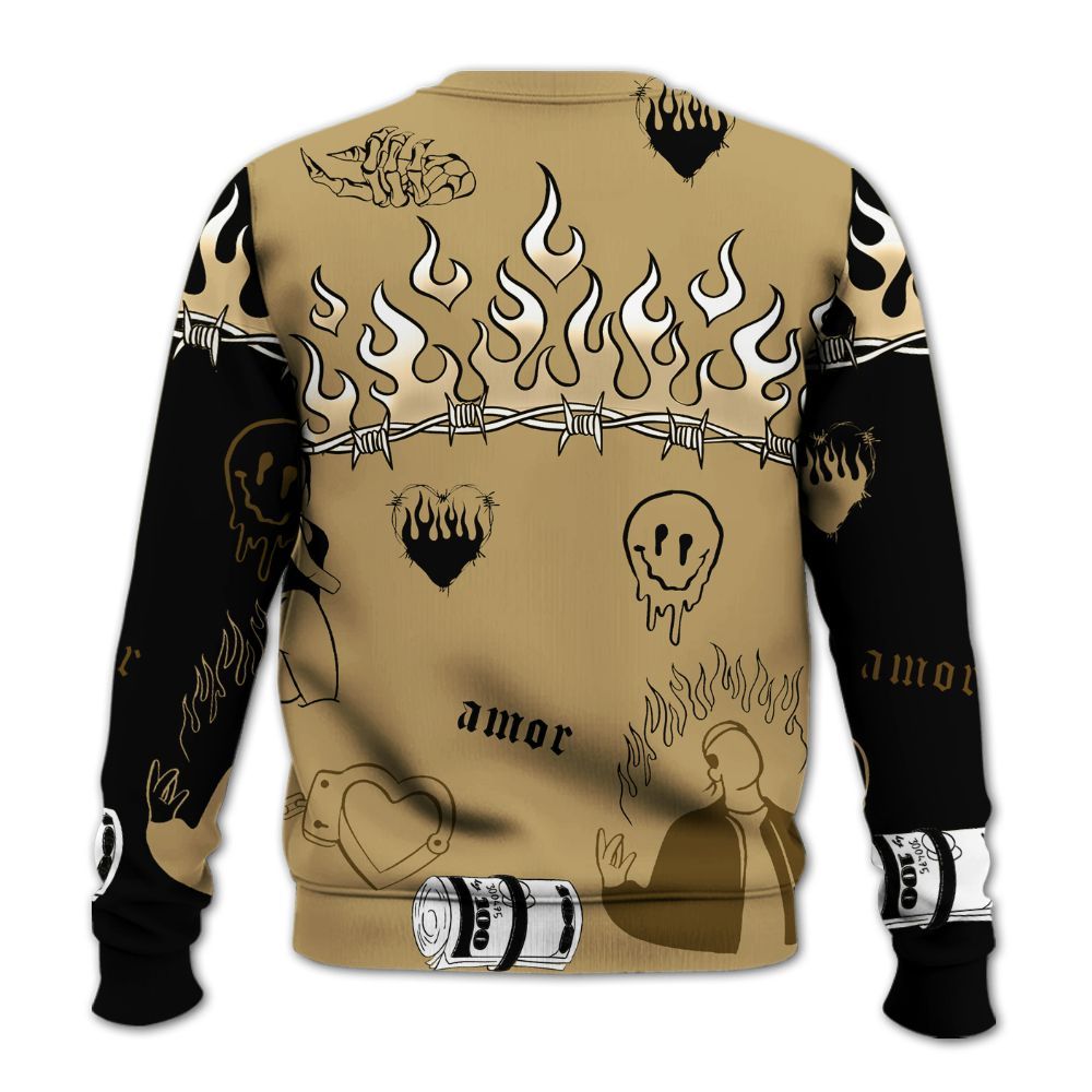 Sweatshirt To Match High OG Black Metallic Gold 1s - Snake Trust No One All Over Print