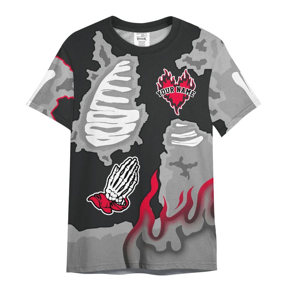 Shirt To Match Mid Black Metallic 1s - Dislike Us Graphic Burning Custom Name All Over Print