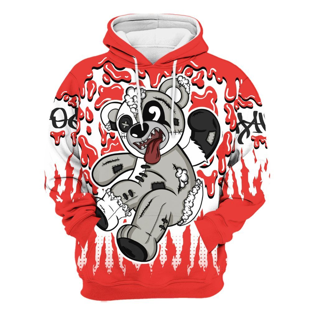 Hoodie To Match Vomero 5 Bright Crimson - Havok Bear Dripping All Over Print