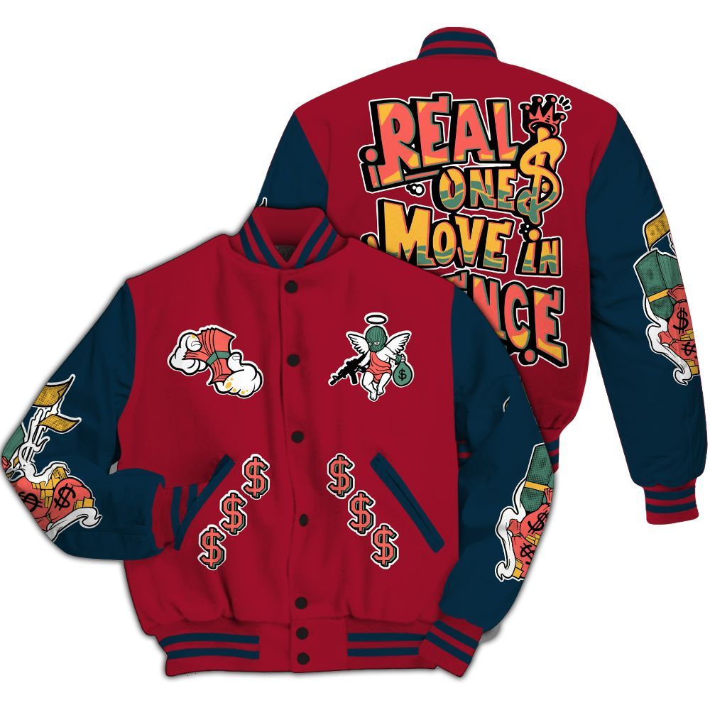 Varsity Jacket To Match Mid Multi Color 2022 1s - Ones Move In Silence Graphic All Over Print