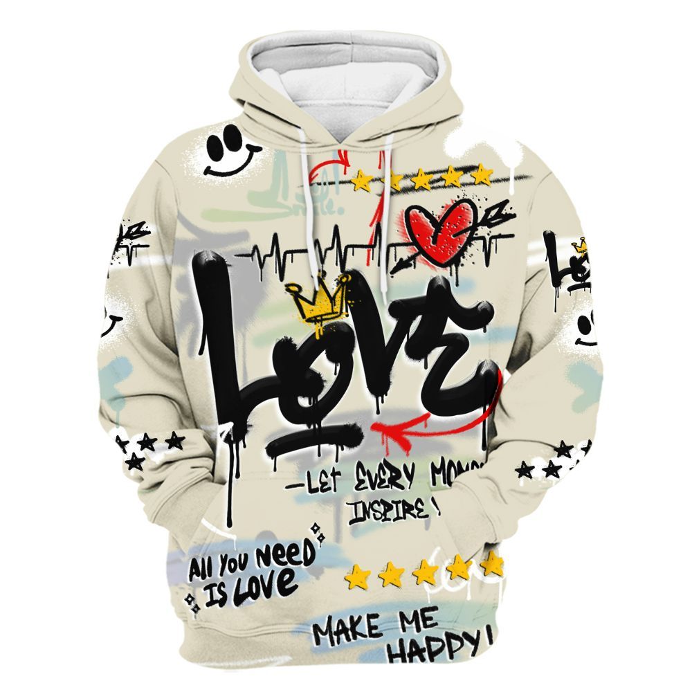 Hoodie To Match Joins Year Of The Snake 5s - Happy Love Beats Graffiti Streetwear All Over Print