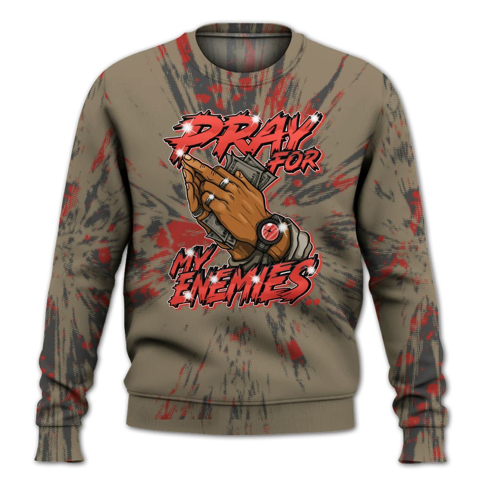 Sweatshirt To Match Olive 9s - Prayed For Enemies Graphic Luxury All Over Print