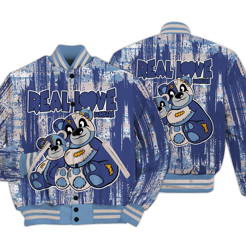 Varsity Jacket To Match High OG First In Flight 1s - Sincere Fondness Bear Glitch Art Varsity Jacket Unisex