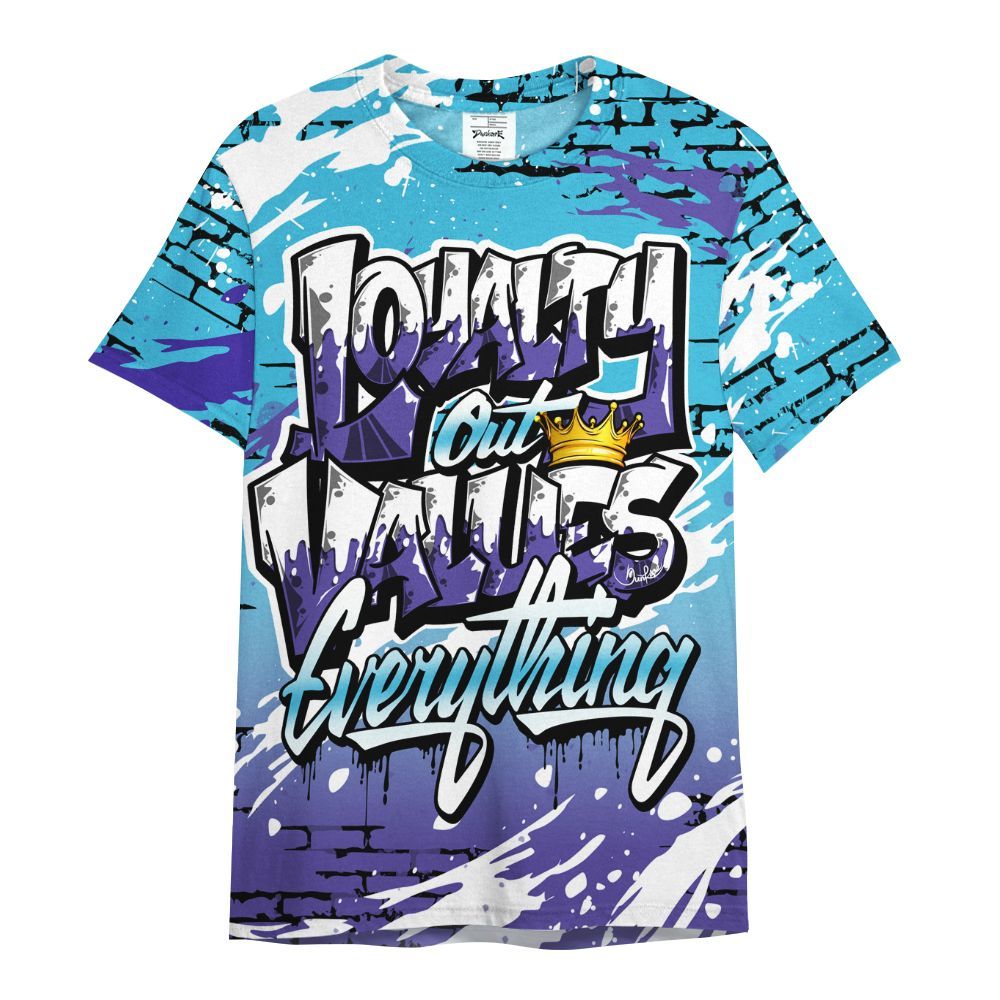 Shirt To Match Retro Aqua 6s - Values Of Loyalty Drip All Over Print