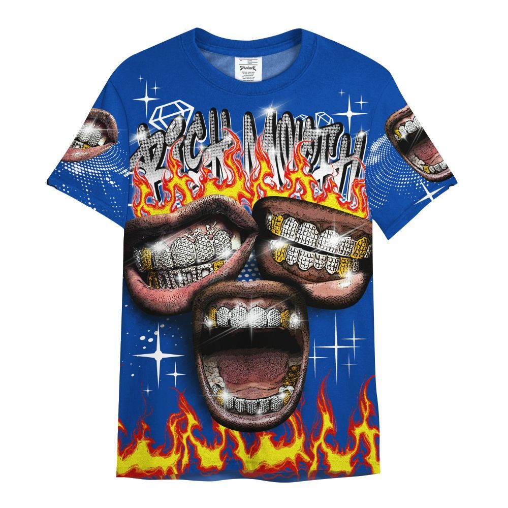 Shirt To Match Hyper Royal 12s - Rich Mouth Fire Rap Retro 90s All Over Print
