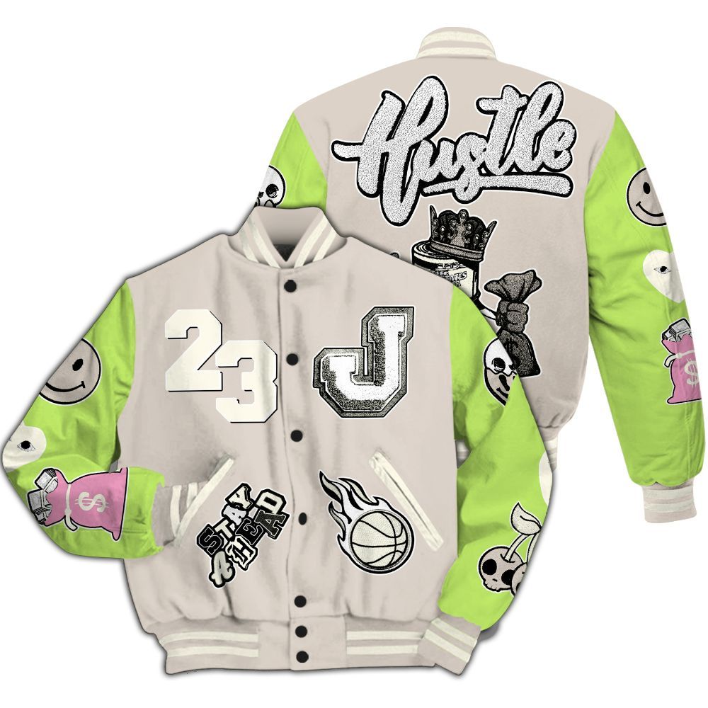Varsity Jacket To Match Jack Black Night Silver - Hustles Money Number 23 All Over Print