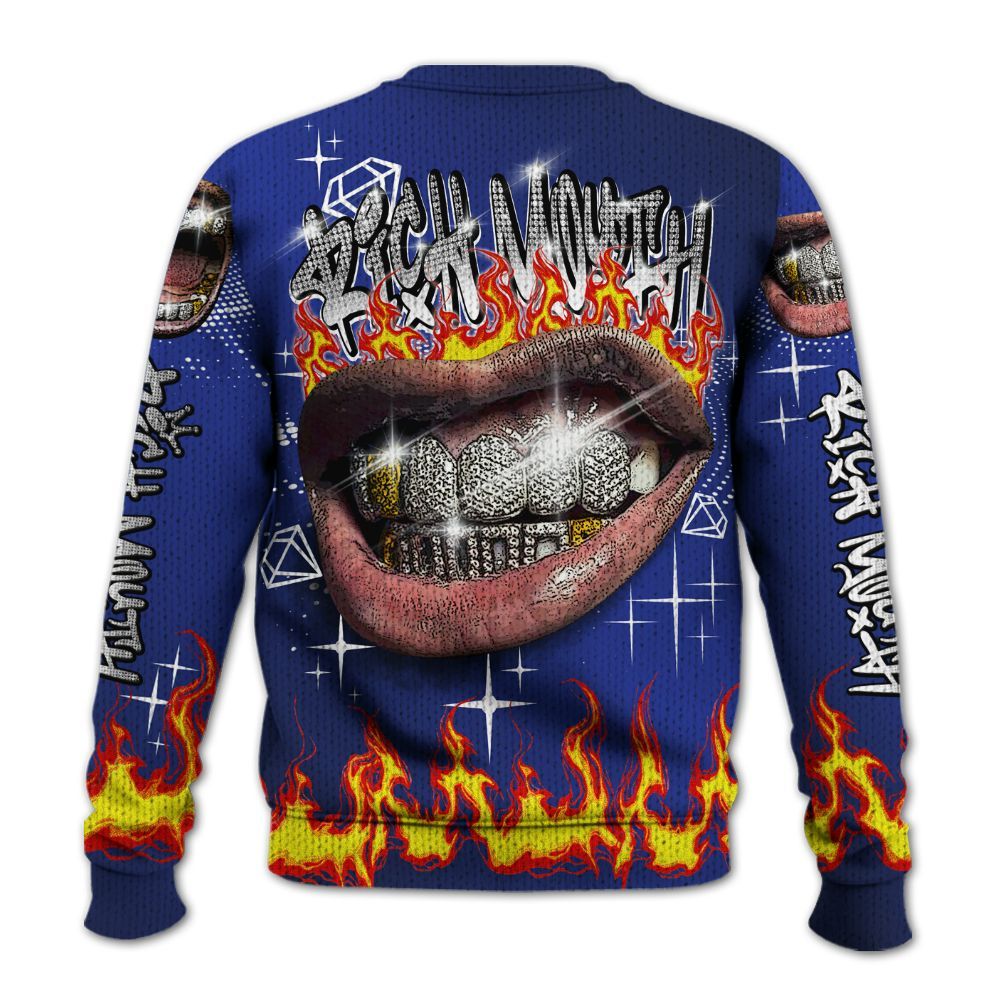 Knitted Sweater To Match Air Max Plus Black Racer Blue - Rich Mouth Fire Rap Retro 90s