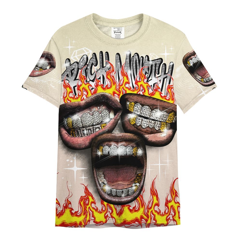 Shirt To Match A Ma Maniere X Fossil Stone 4s - Rich Mouth Fire Rap Retro 90s All Over Print
