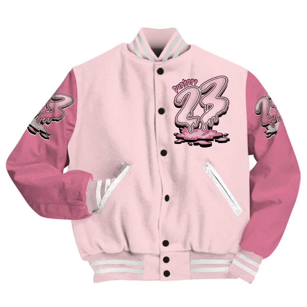 Varsity Jacket To Match GS Pearl Pink 12s - Custom Name 23 Drip Sludges All Over Print