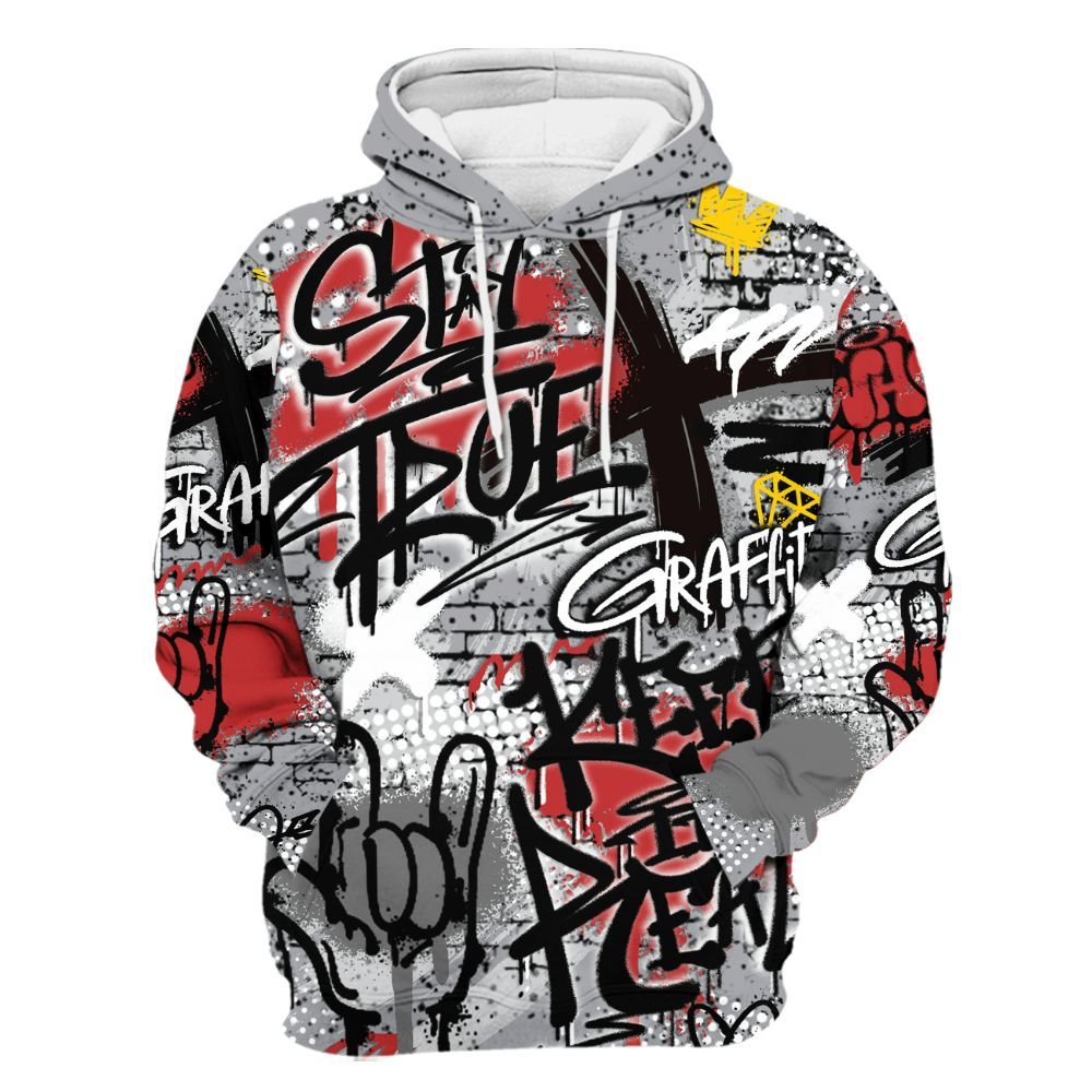 Hoodie To Match White Cement 4s - True It Real Graffiti Streetwear All Over Print