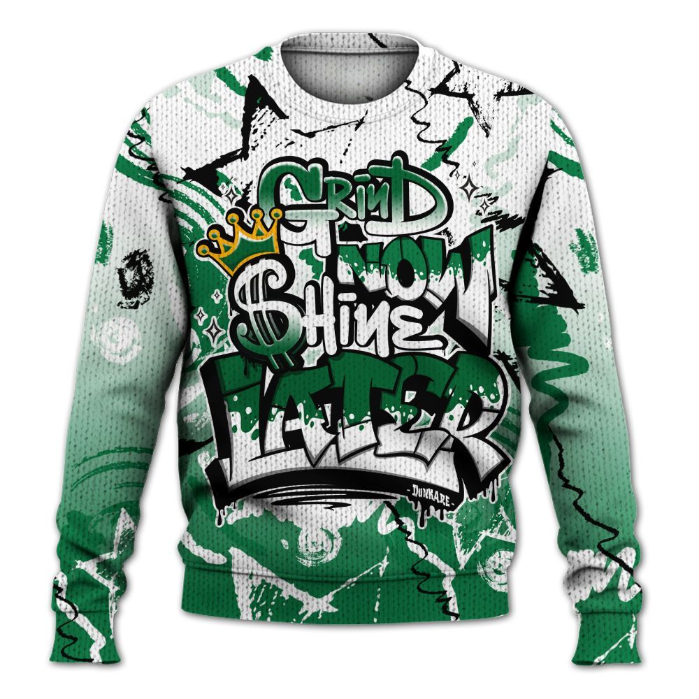 Knitted Sweater To Match Pine Green 13s - Grind Shine Later Drip