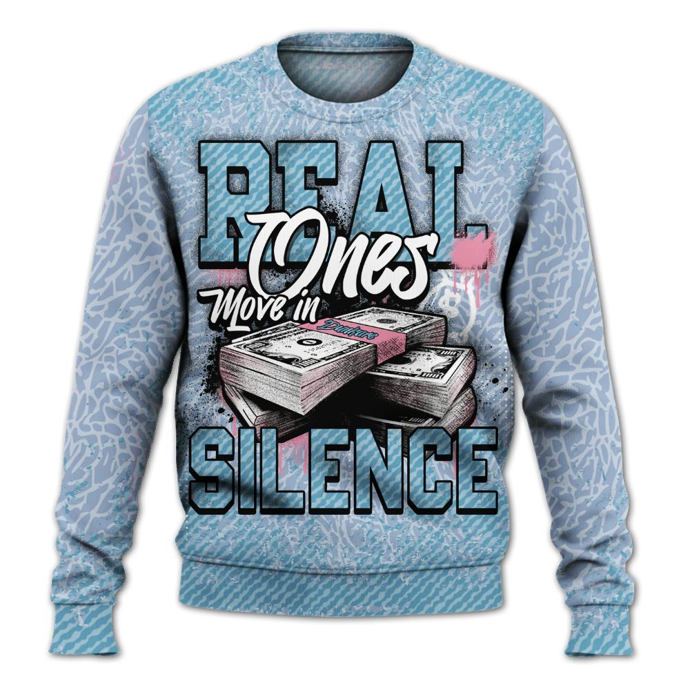 Sweatshirt To Match Denim Pink Glow 3s - Move In Silence Money Street Retro All Over Print