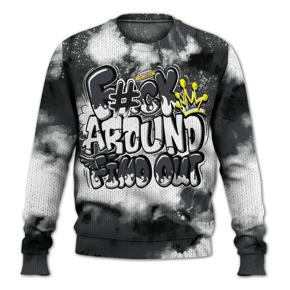 Knitted Sweater To Match Fear 4s - Tie Dye FK Around Find Out