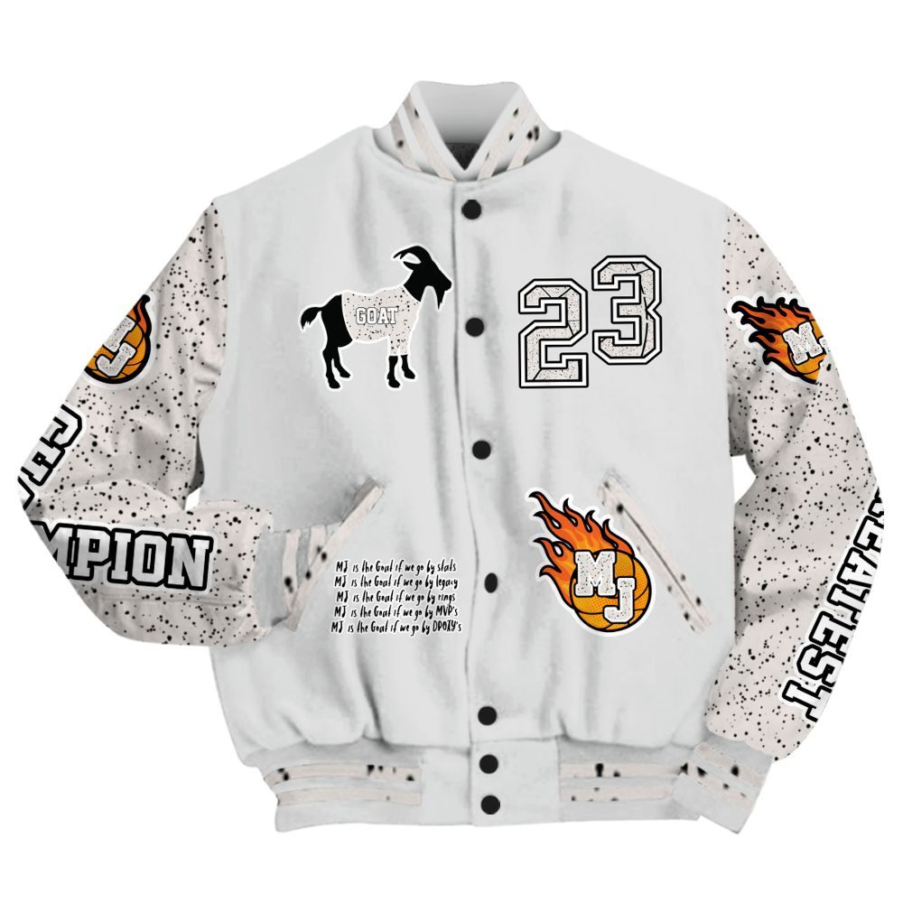 Varsity Jacket To Match Retro Reverse Metallic 5s - 23 G.0.A.T Jump Up Basketball All Over Print