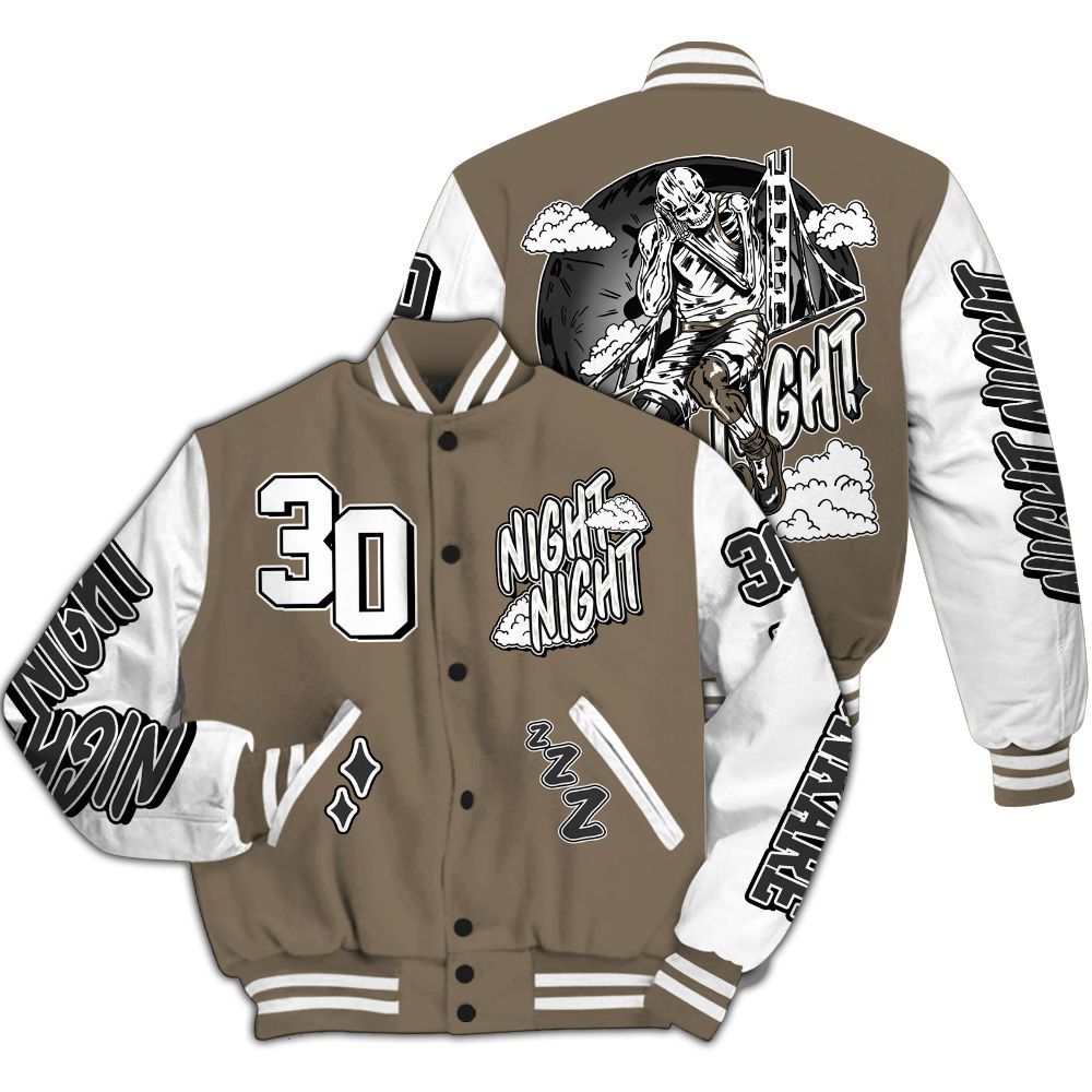 Varsity Jacket To Match Low OG Dark Mocha 1s - Seeya Skeleton All Over Print