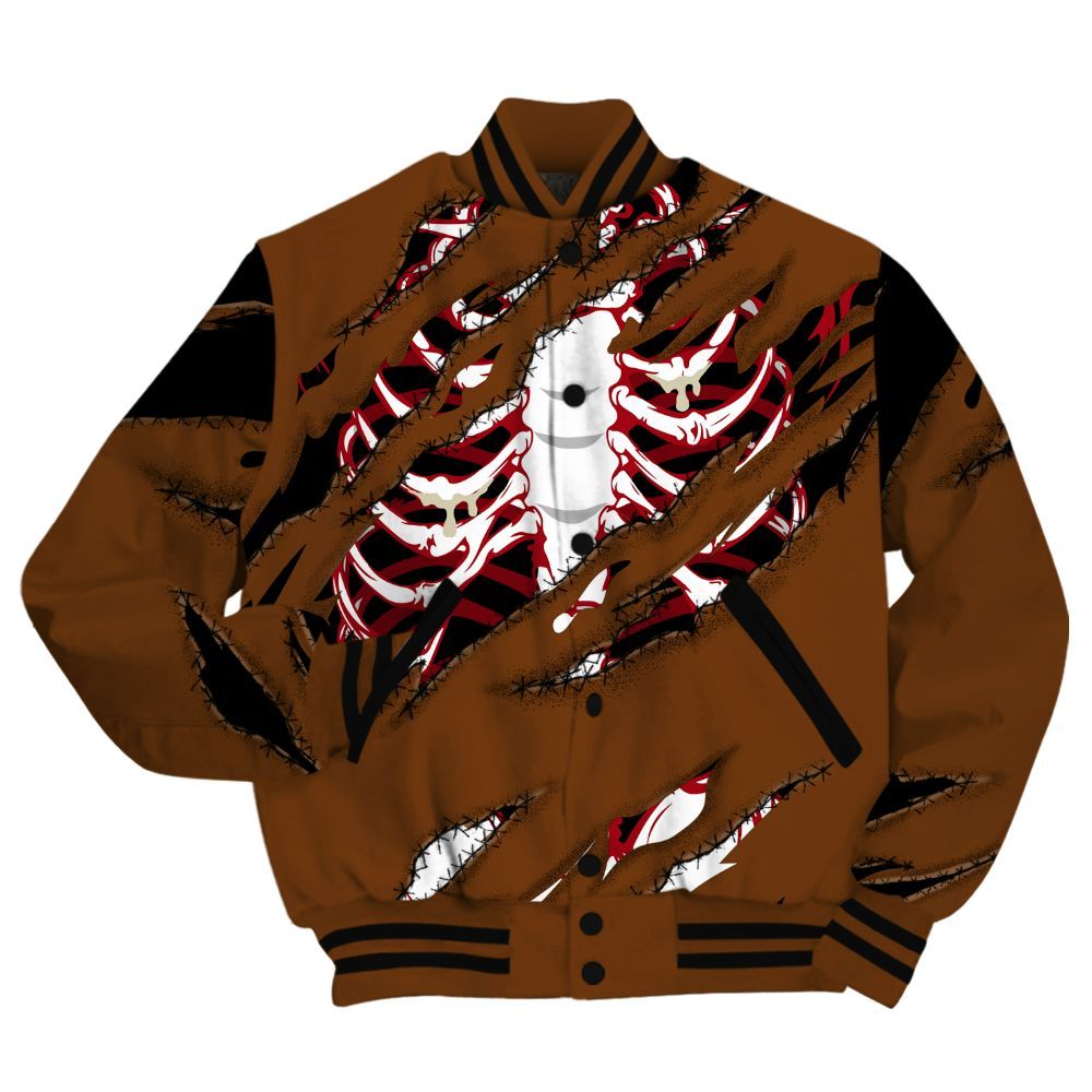 Varsity Jacket To Match Archaeo Brown 5s Shirt, GOT 'EM Skeleton Scratch All Over Print