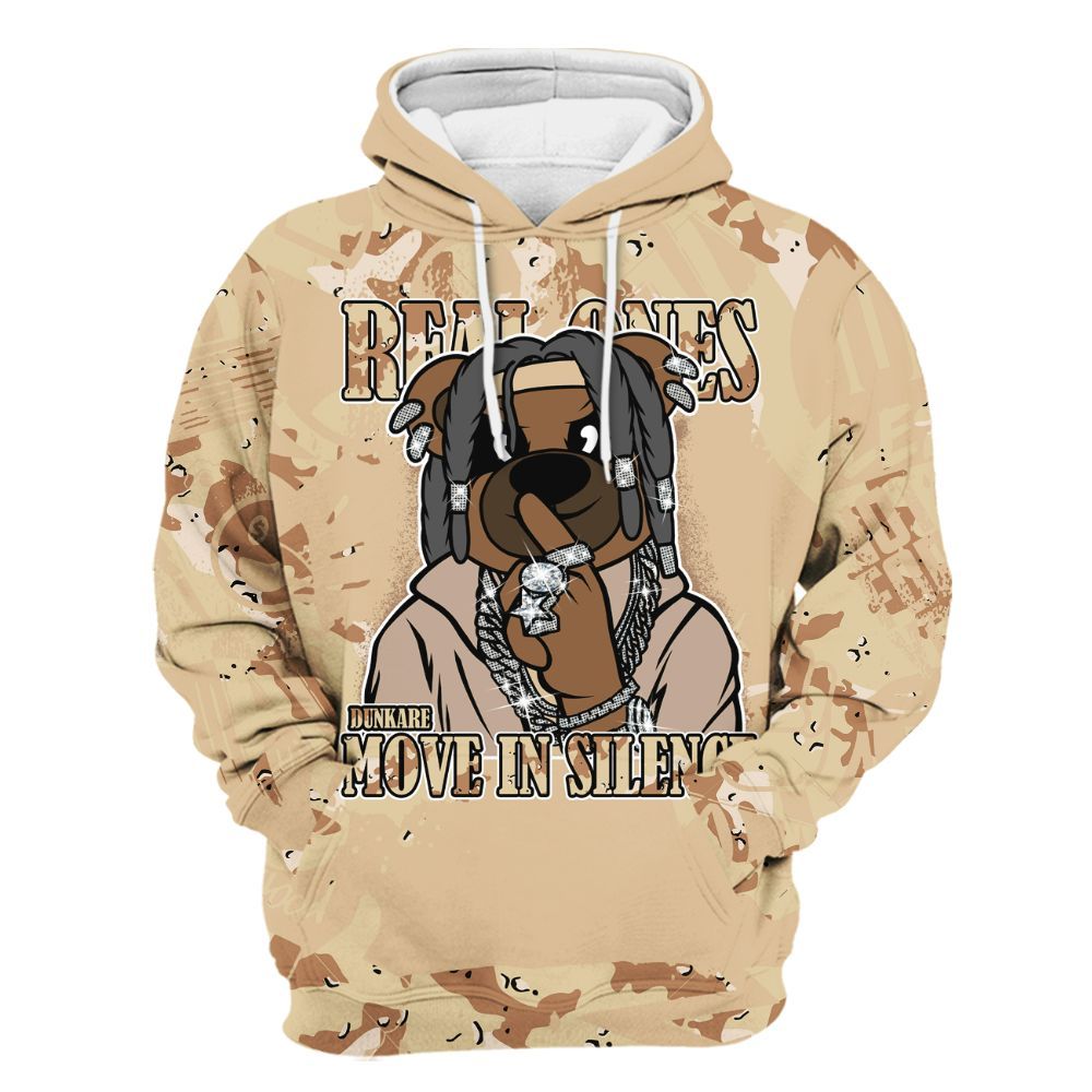 Hoodie To Match Desert Camo 3s - Silent Achievers Bear Monogram Graffiti All Over Print