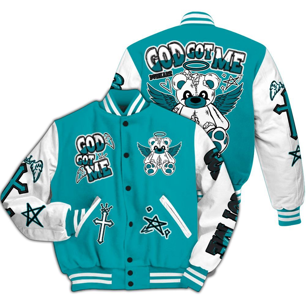 Varsity Jacket To Match Air Griffey Max Aquamarine 1s - Gods Guides Me Bear All Over Print