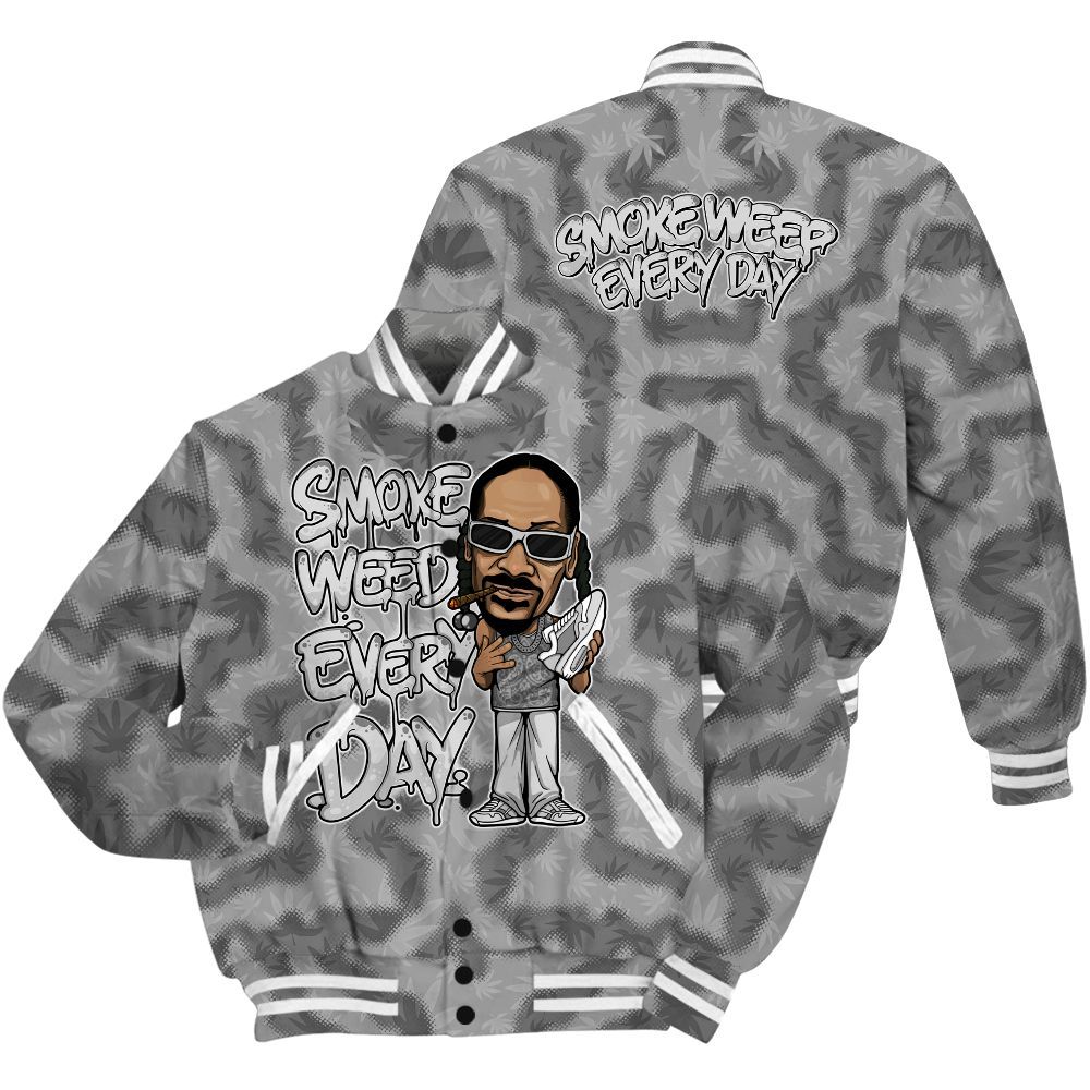 Varsity Jacket To Match Black Wolf Grey 12s Shirt - Smoking Every Day Graphic Weeding Art All Over Print