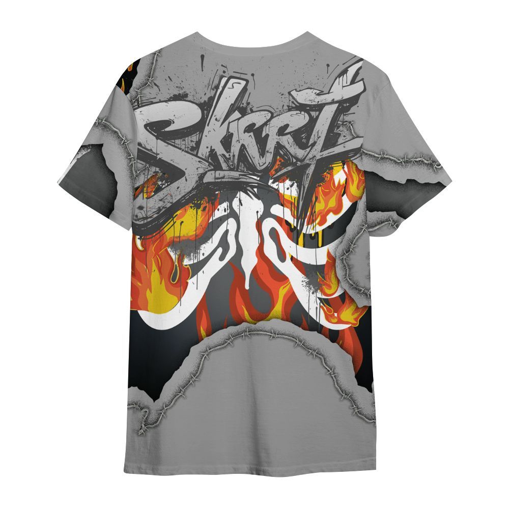 Shirt To Match Black Wolf Grey 12s - Skeleton On Fire Skrrt All Over Print
