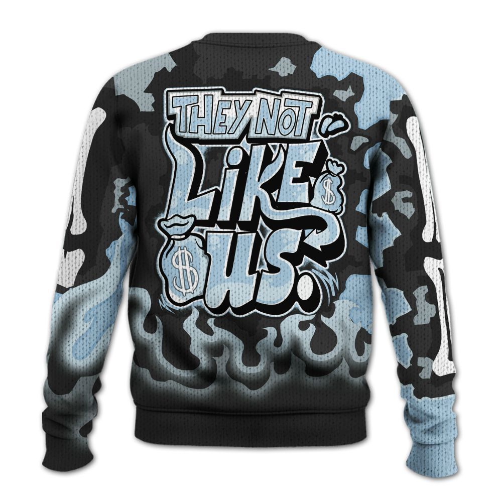Sweater To Match Foamposite One Psychic Blue - Dislike Us Burning Custom Name Graphic