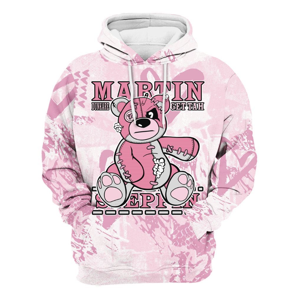 Hoodie To Match Orchid 4s - Tah Steppin Bear Heart Grunge All Over Print