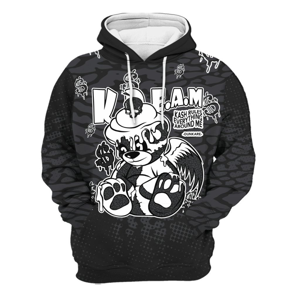 Hoodie To Match Black Cat 3s - Loot Bear Unique Drip All Over Print