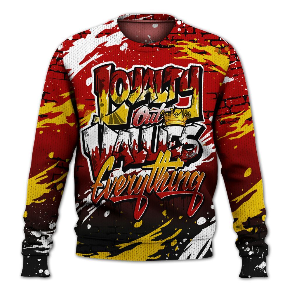 Sweater To Match Low Lucky Cat 1s - Values Of Loyalty Drip Graphic