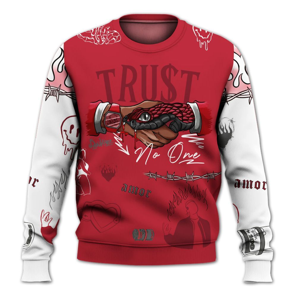 Sweatshirt To Match Red Flint 13s - Snake Trust No One All Over Print