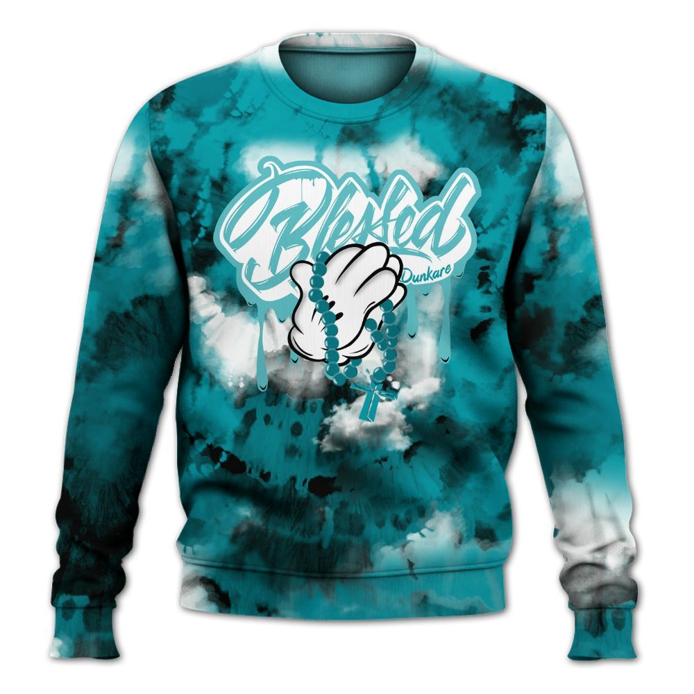 Sweatshirt To Match Air Griffey Max Aquamarine 1s - God Blessed Tie Dye All Over Print