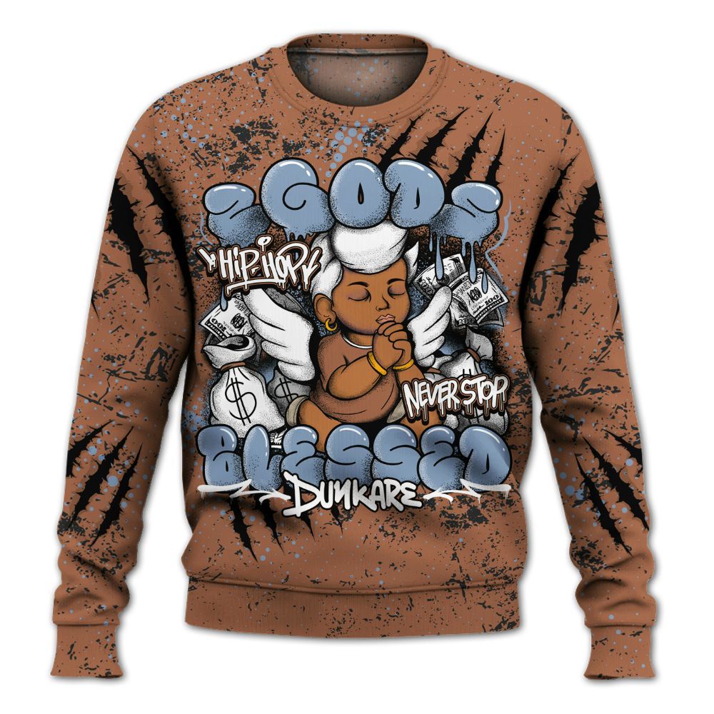 Sweatshirt To Match Air Foamposite Metallic Copper - God Blessed All Over Print