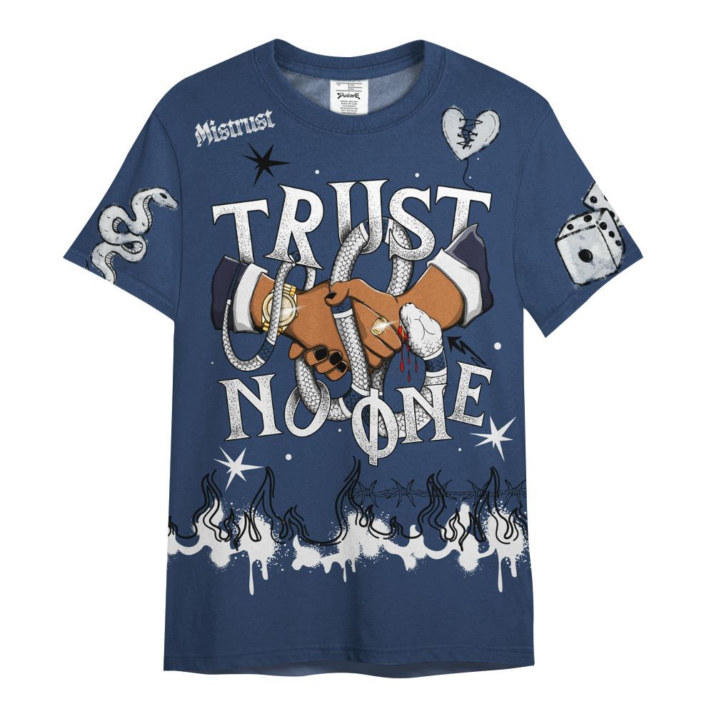 Shirt To Match Low 85 Metallic Blue 1s - Trust No One Snake-Bite Doodle Crayon All Over Print