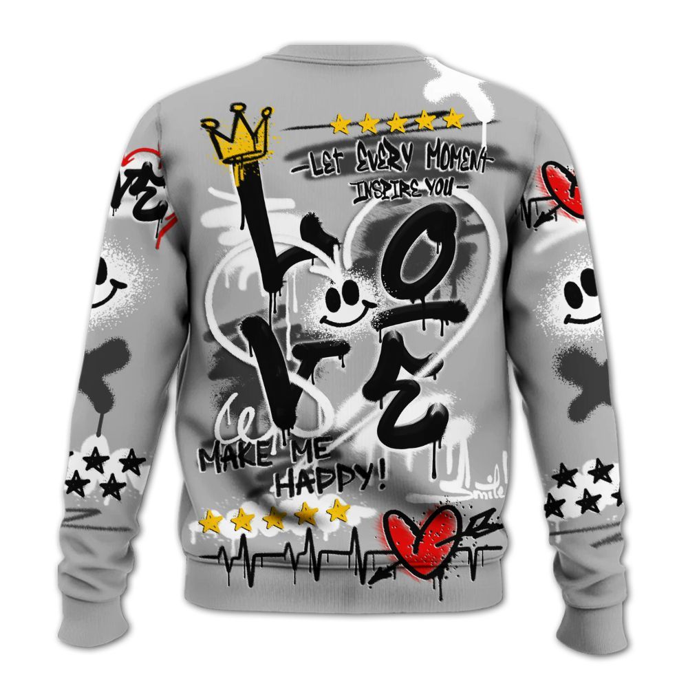 Sweatshirt To Match NOCTA Black 2s - Happy Love Beats Graffiti Streetwear All Over Print