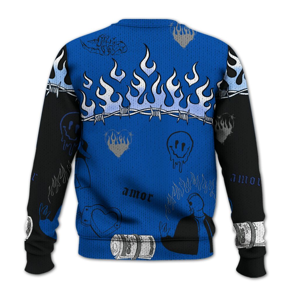 Knitted Sweater To Match Racer Blue 5s - Snake Trust No One