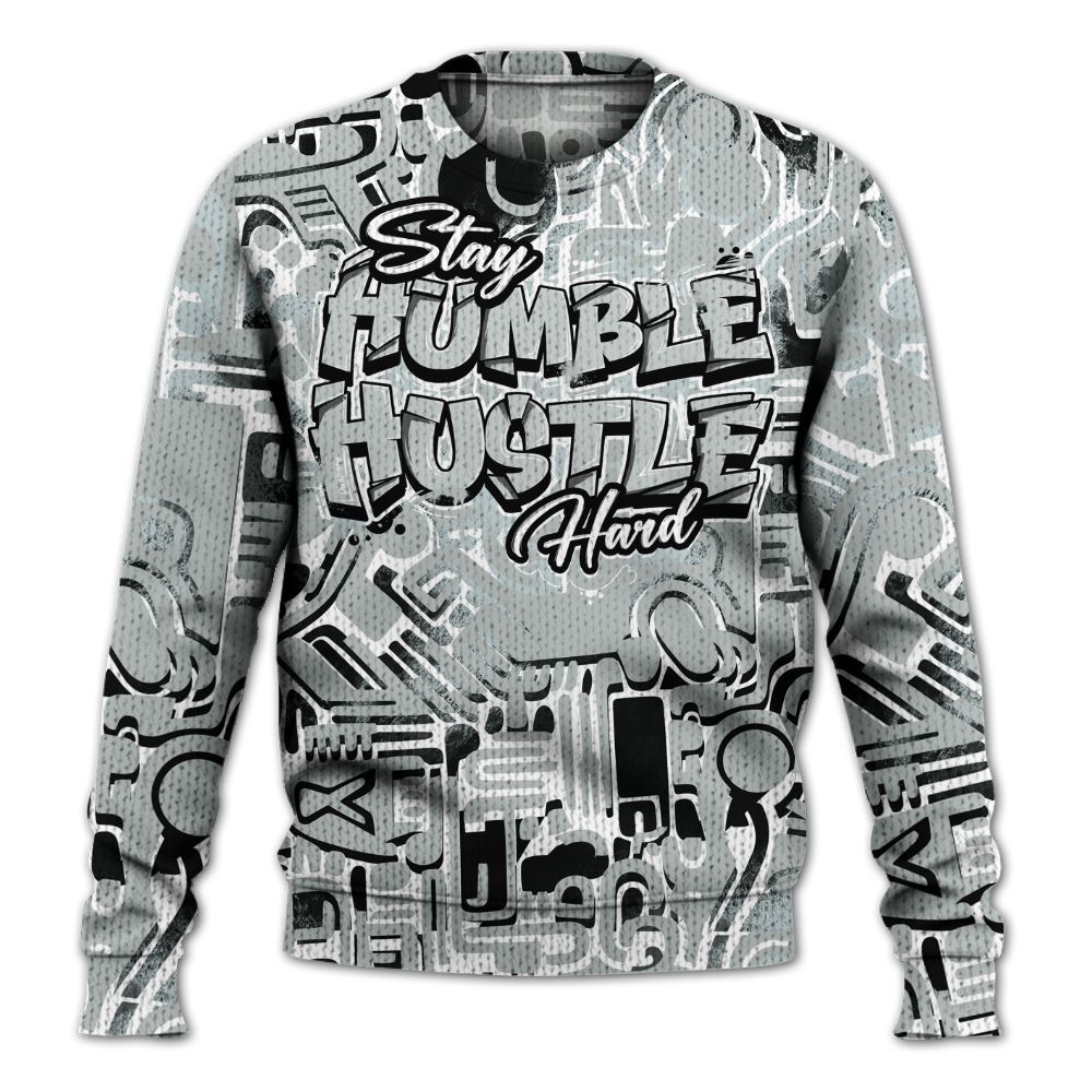 Knitted Sweater To Match Black Wolf Grey 12s - Humble Hustle Doodle Retro