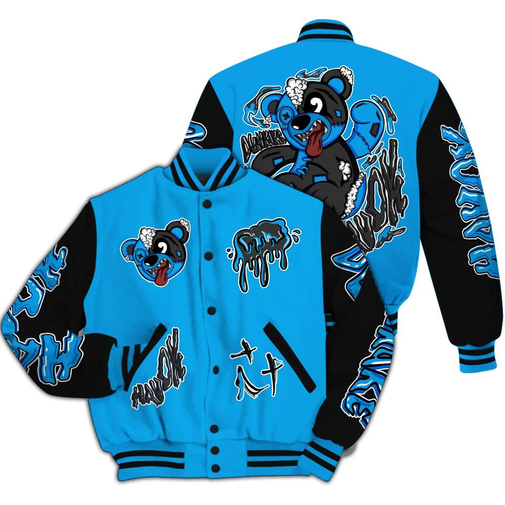 Varsity Jacket To Match Black University Blue 2022 13s - Havok Bear All Over Print