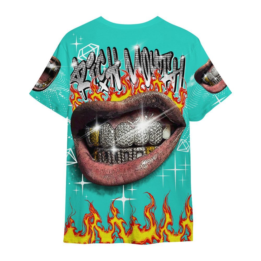 Shirt To Match Dunk Low Clear Jade - Rich Mouth Fire Rap Retro 90s All Over Print