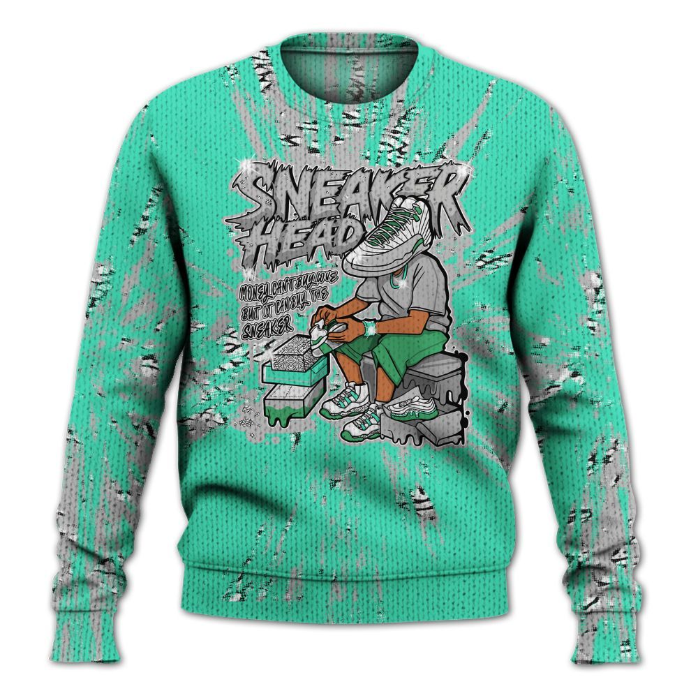 Knitted Sweater To Match Black Green Glow 3s - Sneakers Headache Graphic Luxury
