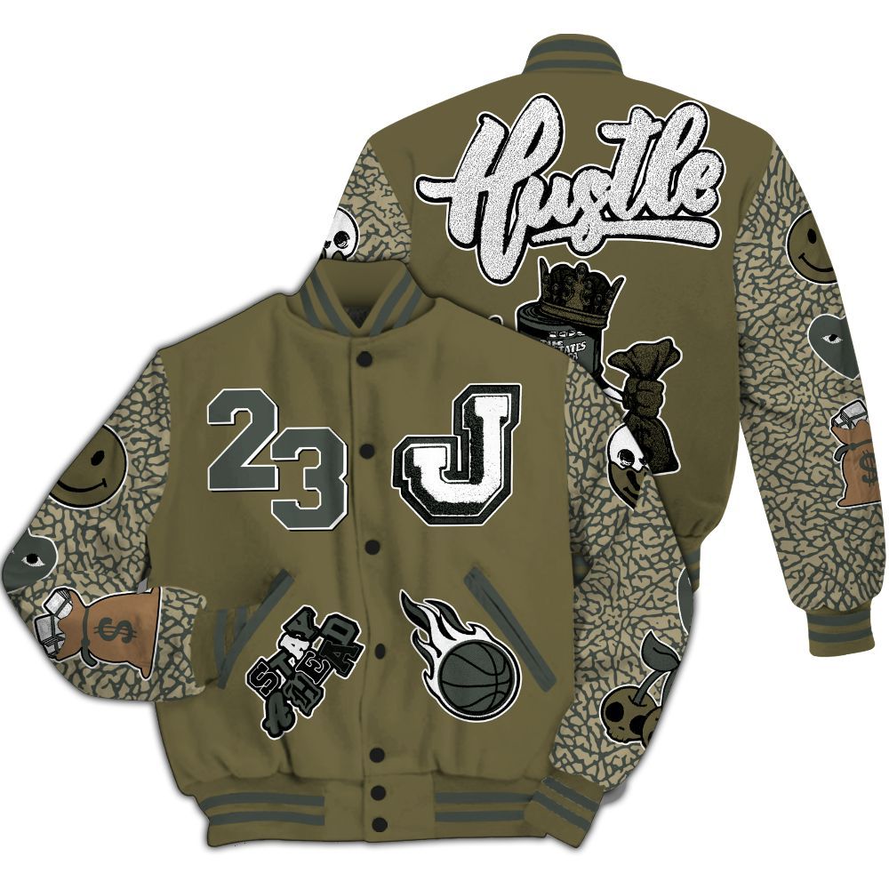 Varsity Jacket To Match Retro Family Affair 3s - Hustles Money Number 23 All Over Print