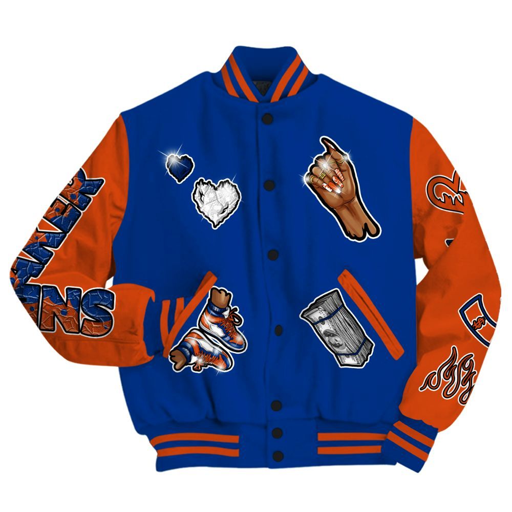 Varsity Jacket To Match Mid Knicks 1s - Sneakerz Girlz All Over Print