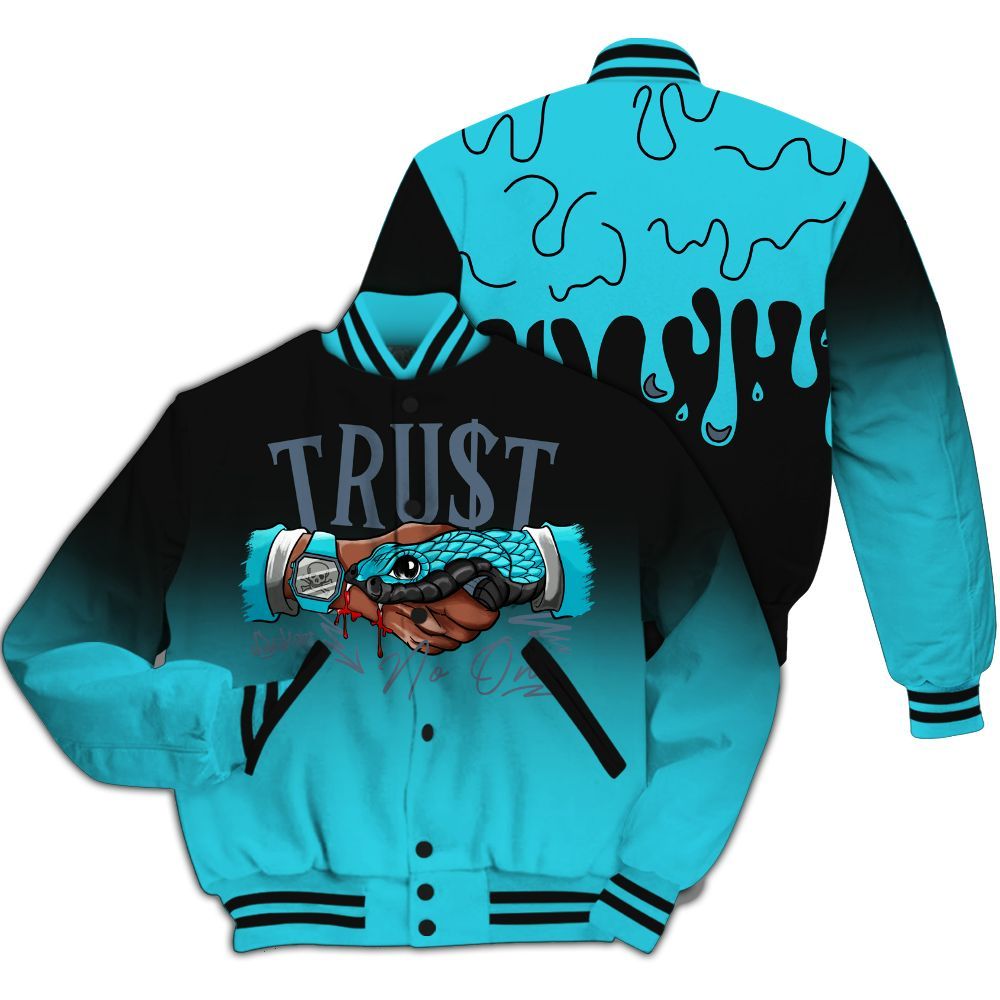 Varsity Jacket To Match Retro Gamma Blue 11s - Trust No One Drip All Over Print