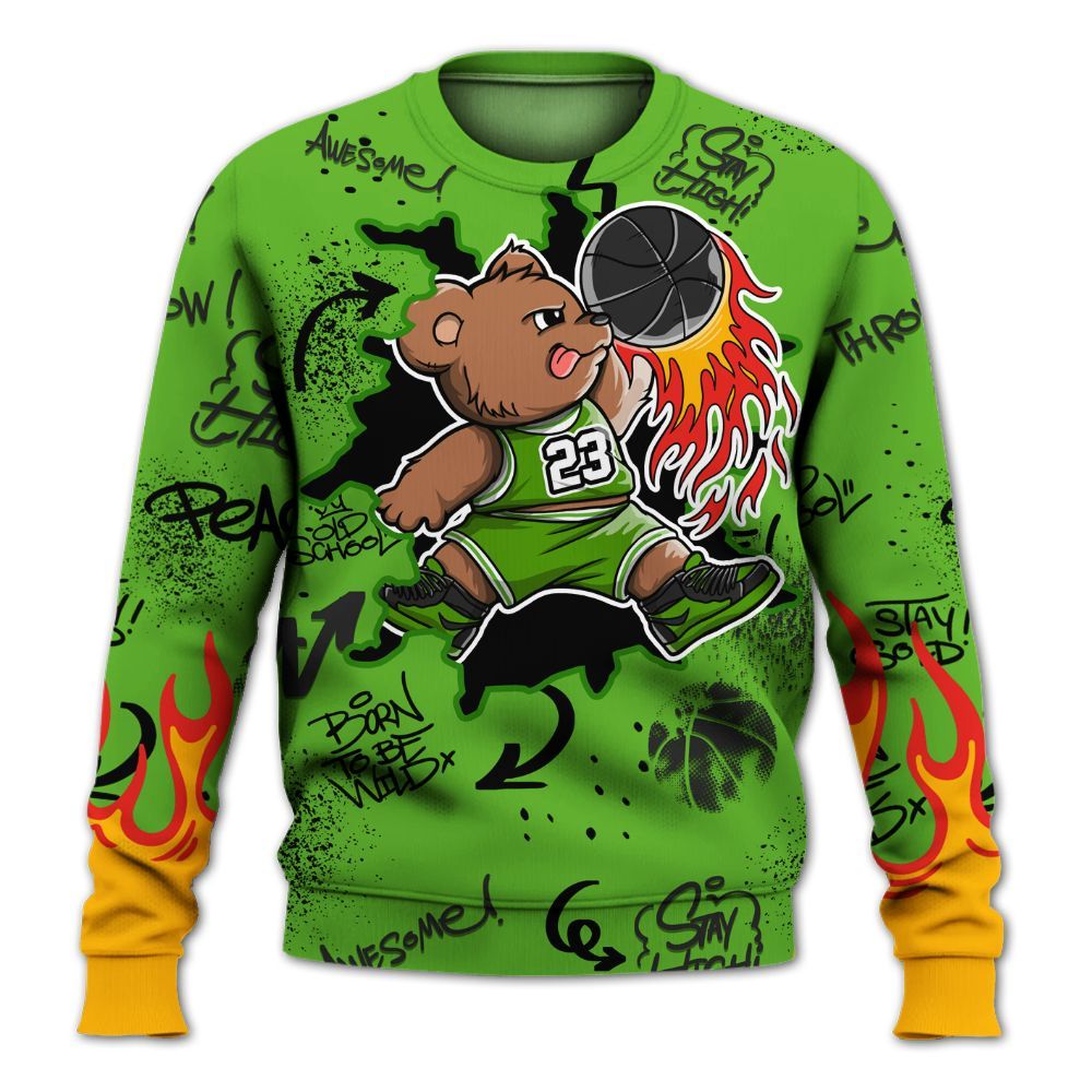 Sweatshirt To Match Air Foamposite One Volt - Number 23 Basketball Bear Custom Name All Over Print