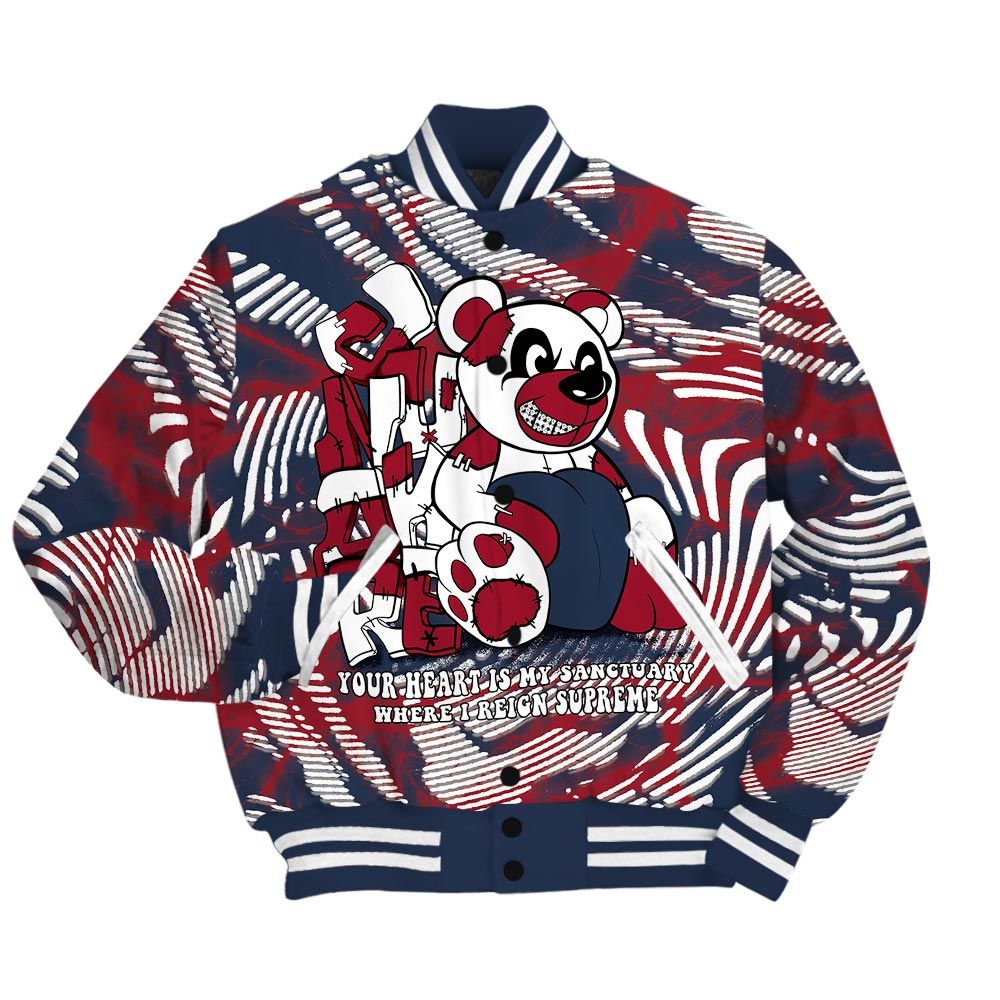 Varsity Jacket To Match Navy Blue 2024 6s - Possession Bear Fume Varsity Jacket Unisex