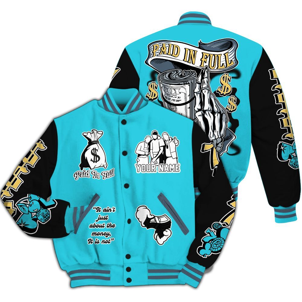 Varsity Jacket To Match Retro Gamma Blue 11s - Paid In Full Baseball Varsity Jacket Custom Name All Over Print