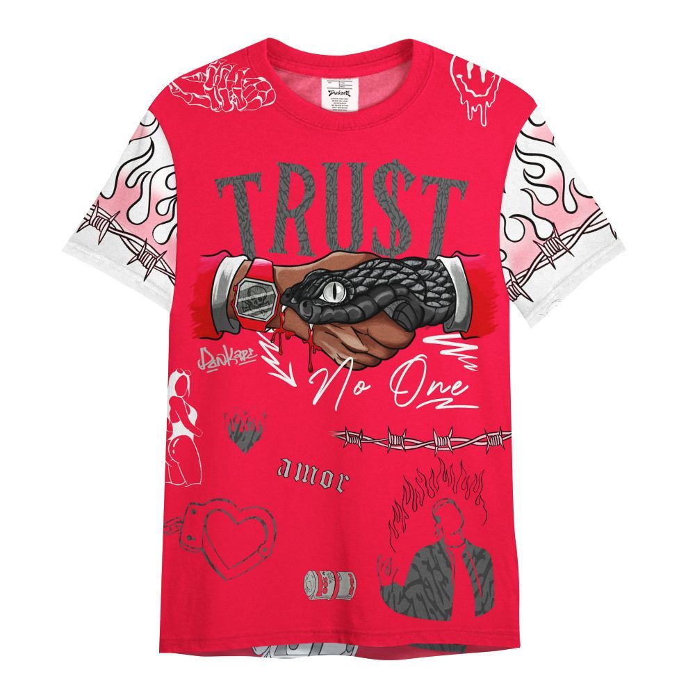 Shirt To Match Retro Fire Red 3s - Snake Trust No One All Over Print