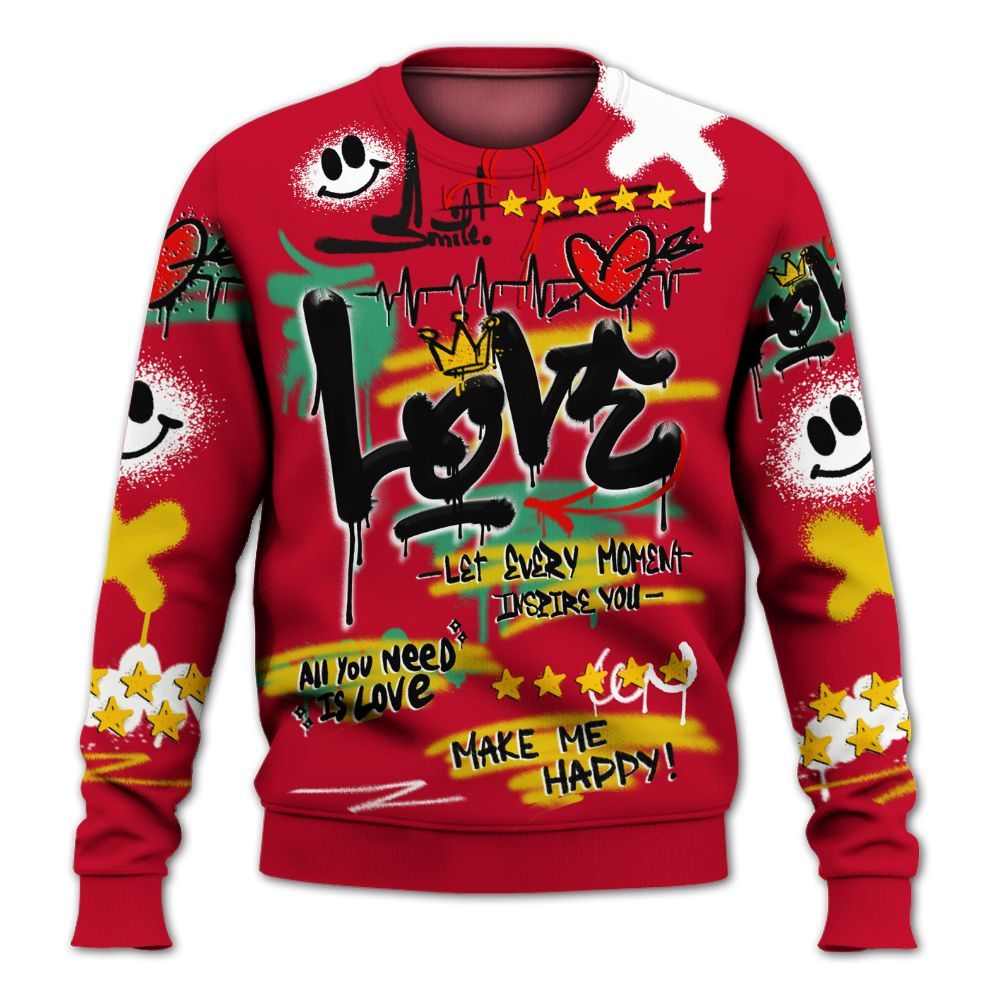 Sweatshirt To Match Miro 7s - Happy Love Beats Graffiti Streetwear All Over Print