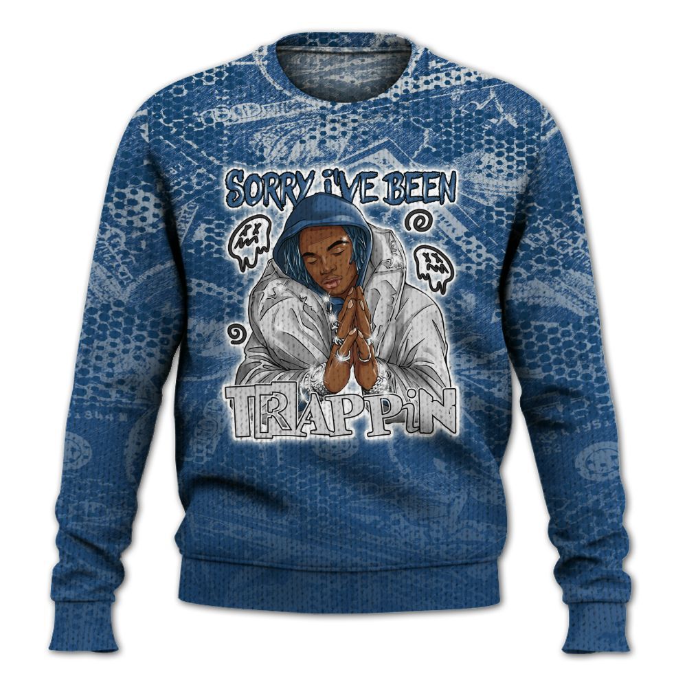 Knitted Sweater To Match High OG Midnight Navy 1s - Trappin' Banknote