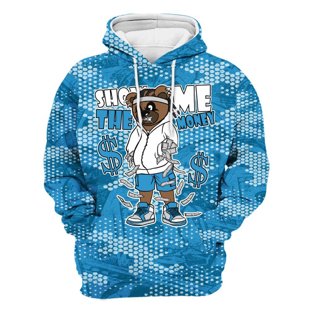 Hoodie To Match Powder Blue 9s - Show Me Bear Banknotes Art All Over Print