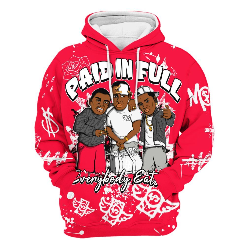 Hoodie To Match Retro Fire Red 3s - Everybody Paid In Full Crayon All Over Print